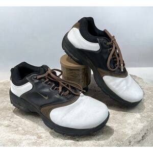 Nike Golf Shoes Brown White 309894-121 Leather Golfing Cleats Men’s Size 9.5